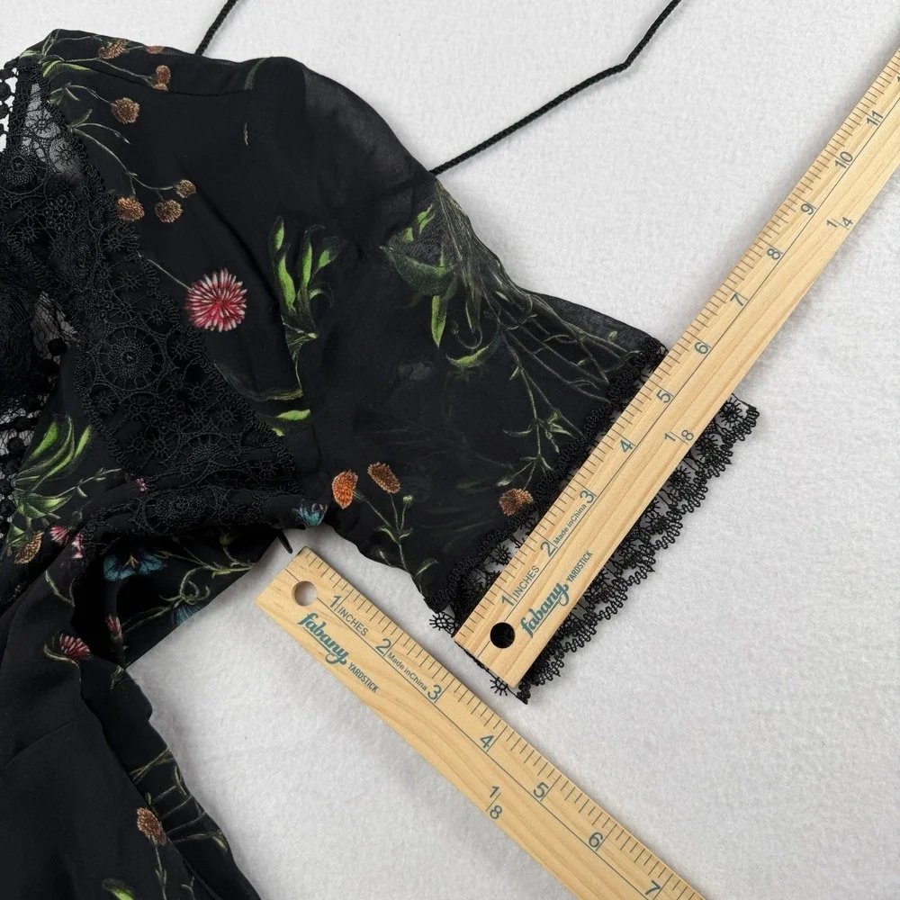 Nicholas Women's Wildflower Lace Mini Dress Black Sz US 4 - Picture 6 of 12